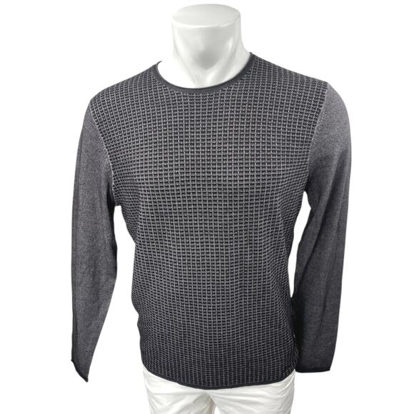 Joop 100% Wool Men's Gray Waffle Knit Long Sleeve Sweatshirt Sweater Top Size L - Picture 1 of 4